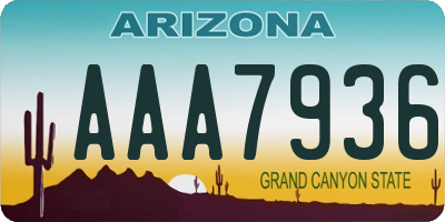 AZ license plate AAA7936