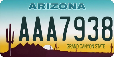 AZ license plate AAA7938