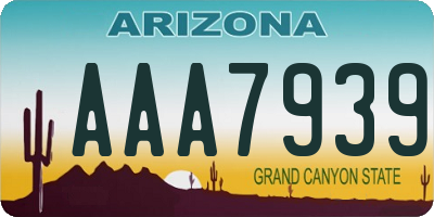 AZ license plate AAA7939