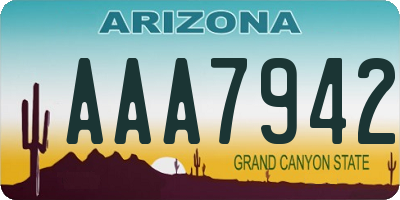 AZ license plate AAA7942