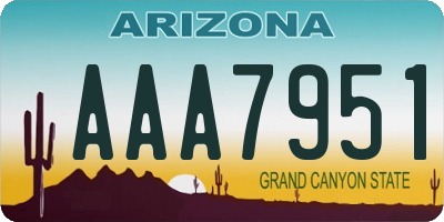 AZ license plate AAA7951