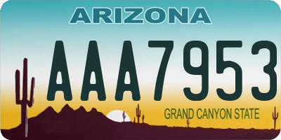 AZ license plate AAA7953