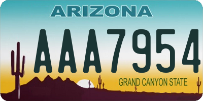 AZ license plate AAA7954