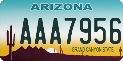 AZ license plate AAA7956