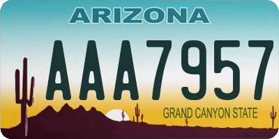 AZ license plate AAA7957