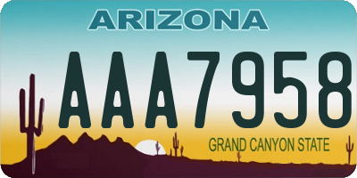 AZ license plate AAA7958