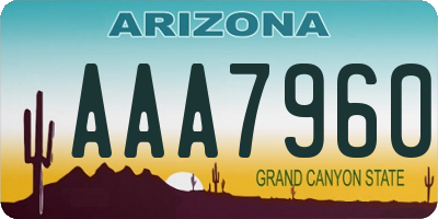 AZ license plate AAA7960