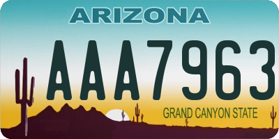 AZ license plate AAA7963