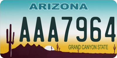 AZ license plate AAA7964