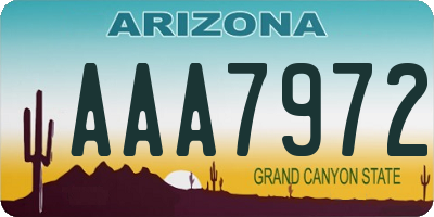 AZ license plate AAA7972