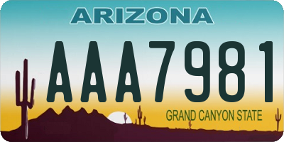 AZ license plate AAA7981