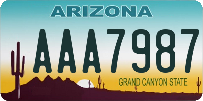 AZ license plate AAA7987