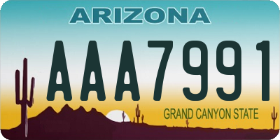 AZ license plate AAA7991