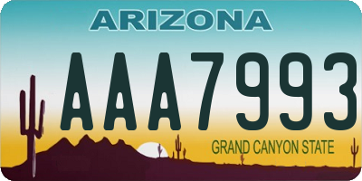 AZ license plate AAA7993