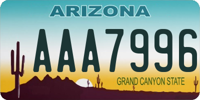 AZ license plate AAA7996