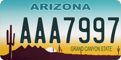 AZ license plate AAA7997