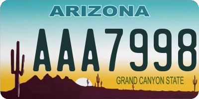 AZ license plate AAA7998