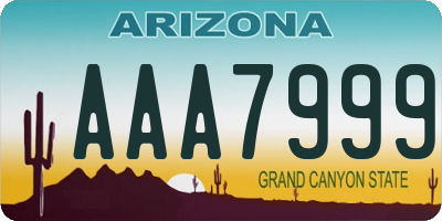 AZ license plate AAA7999