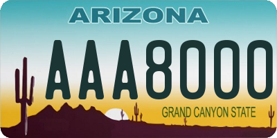 AZ license plate AAA8000