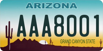 AZ license plate AAA8001