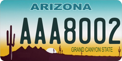 AZ license plate AAA8002