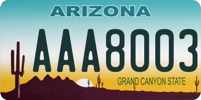 AZ license plate AAA8003