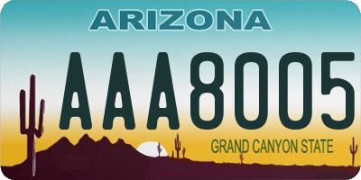 AZ license plate AAA8005