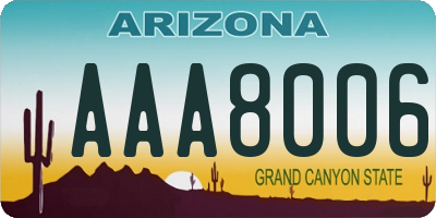 AZ license plate AAA8006