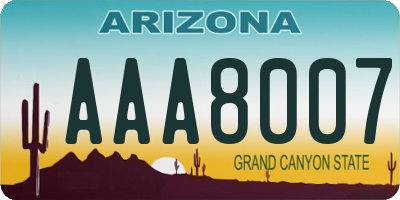 AZ license plate AAA8007