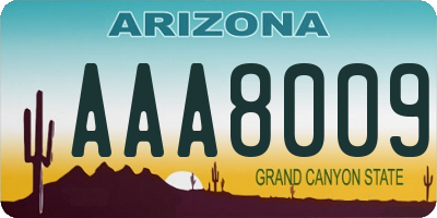 AZ license plate AAA8009