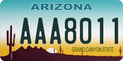 AZ license plate AAA8011