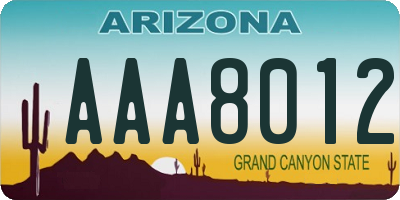 AZ license plate AAA8012