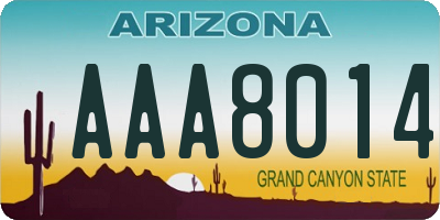 AZ license plate AAA8014