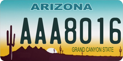 AZ license plate AAA8016