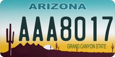 AZ license plate AAA8017