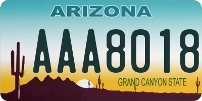 AZ license plate AAA8018