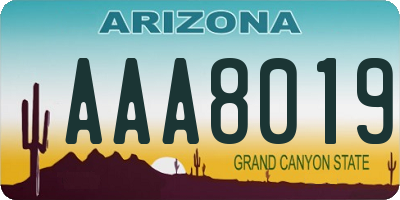 AZ license plate AAA8019