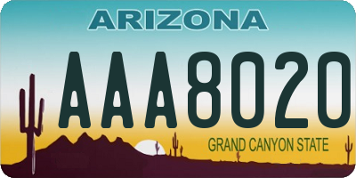 AZ license plate AAA8020