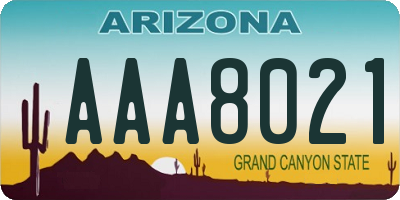 AZ license plate AAA8021