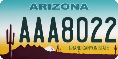 AZ license plate AAA8022