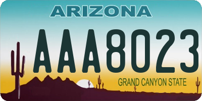 AZ license plate AAA8023