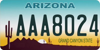 AZ license plate AAA8024