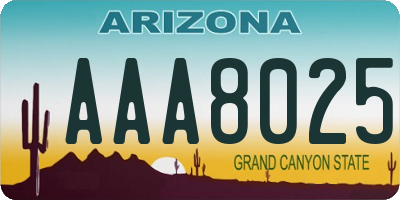 AZ license plate AAA8025