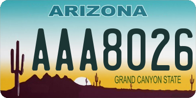 AZ license plate AAA8026