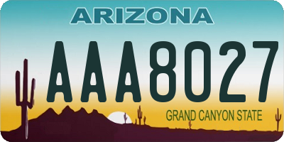 AZ license plate AAA8027