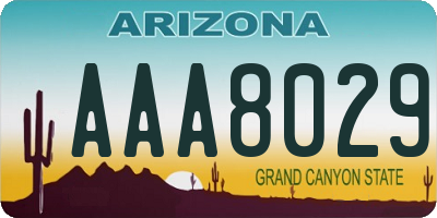 AZ license plate AAA8029