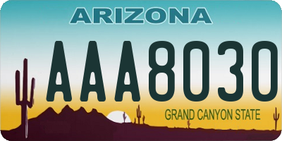 AZ license plate AAA8030