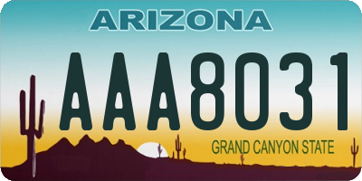 AZ license plate AAA8031