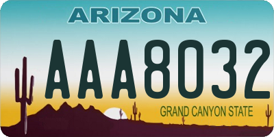 AZ license plate AAA8032