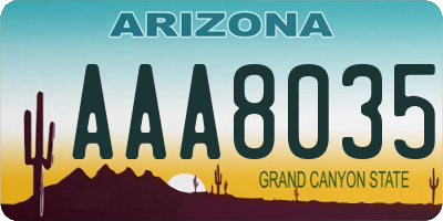 AZ license plate AAA8035